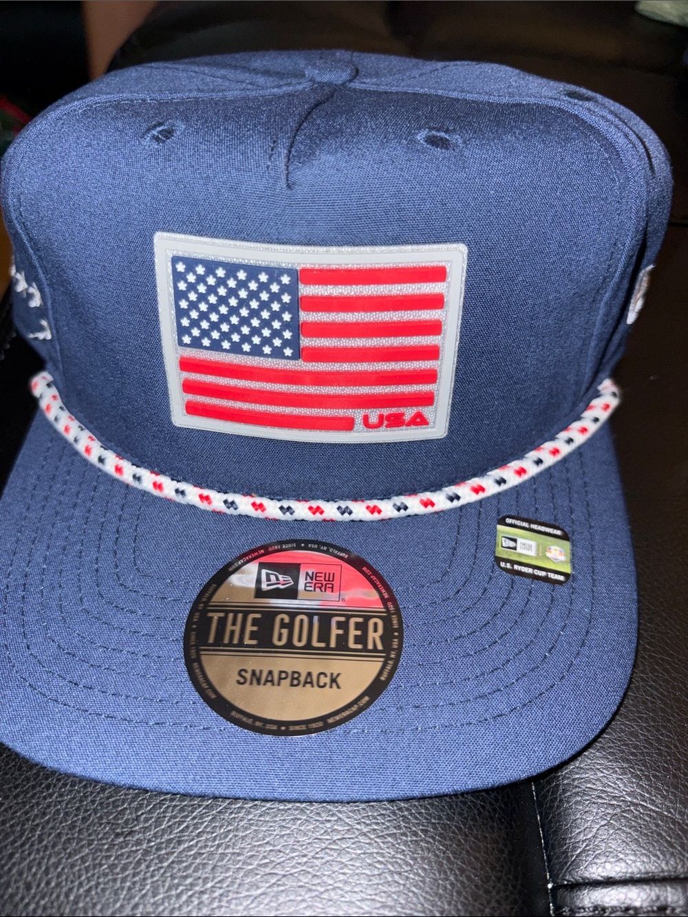 New Era Navy Snapback with USA Flag Patch